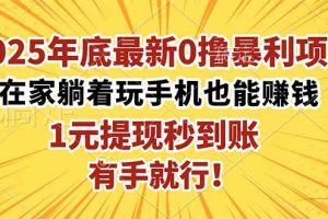 (16419期)2025年底最新0撸暴利项目,在家也能躺赚,1元秒提现,有手就行!