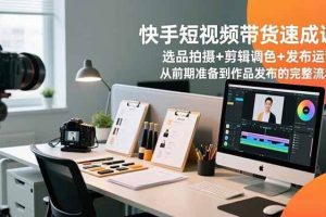 (16752期)快手短视频带货速成课,选品拍摄+剪辑调色+发布运营,从前期准备到作品发布的完整流程
