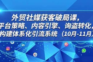 （16786期）外贸 社媒获客破局课，平台策略、内容引擎、询盘转化，构建体系化引流系统（10月-11月）