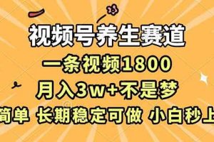 (16913期)视频号养生赛道,一条视频1800,超简单,长期稳定可做,月入3w+不是梦