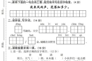 25年一下语文第一单元拔尖检测卷–夜来风雨声-（含答案5页）