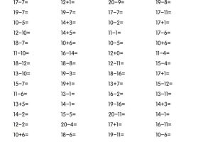 一年级下册数学20以内加减法天天100题