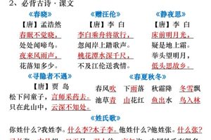 一年级语文下册期中重要考点知识汇总（8页）