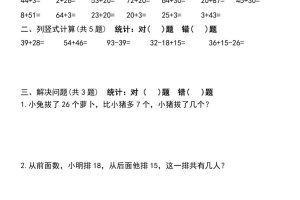 一升二数学暑假作业每日一练30天（口算竖式应用题）30页一下数学