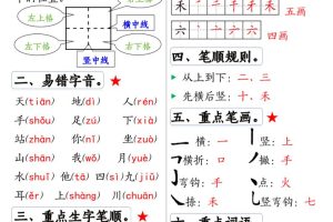 一上语文全册1-8单元常考重点知识汇总20页