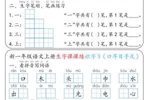 新一上语文生字课课练每日一练22天（20页）
