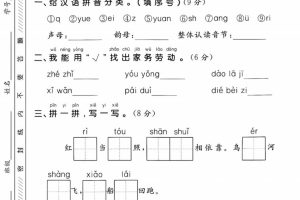 一年级上语文期末名校真题卷-给汉语拼音分类