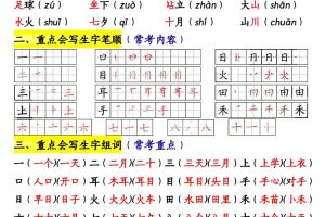 一年级上语文期中重点知识汇总