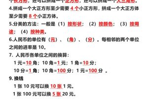 一年级下数学重点必背知识填空汇总