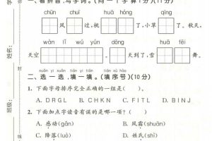 一年级下语文第一单元拔尖测试卷《部编版》