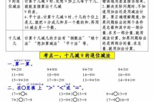 一年级下数学知识清单及考点《苏教版》（衔接版）