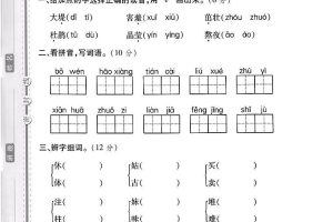 二年级下语文第一次月考综合卷5页