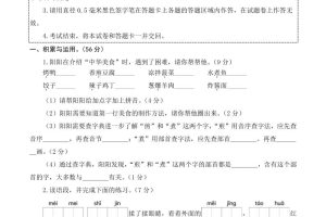 24-25学年二下语文期中素养测评卷（基础卷）含答题卡+答案13页