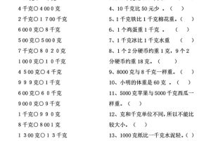 二下数学克与千克专项练习2页