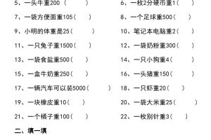 二年级下册数学必练克与千克专项训练