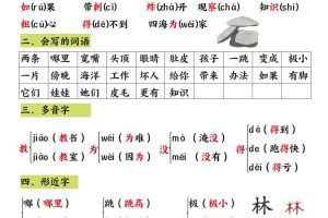 二年级语文上册1-8单元重点知识汇总