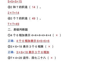 二年级上册数学暑假预习《表内乘法易错题》