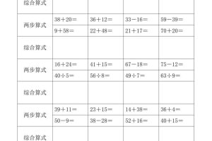 二年级下数学列综合算式专项练习