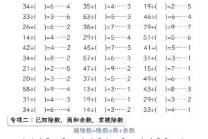 二年级下数学有余数的除法五大专项练习