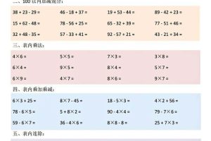 二年级下数学加减乘除综合练习