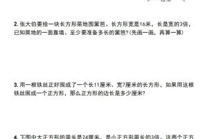 三年级下册数学长方形和正方形的周长解决问题专项练习