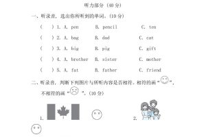 人教版2024-2025学年英语三年级第二学期期中考试（B)卷